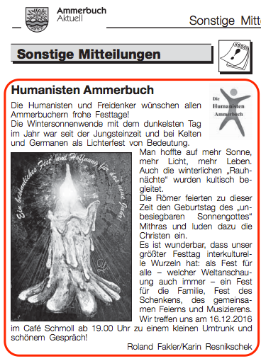 Mitteilung der Humanisten Ammerbuch