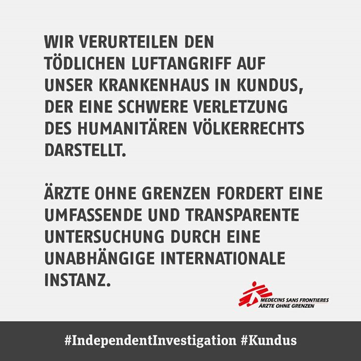 Die Ärzte ohne Grenzen fordern Aufklärung