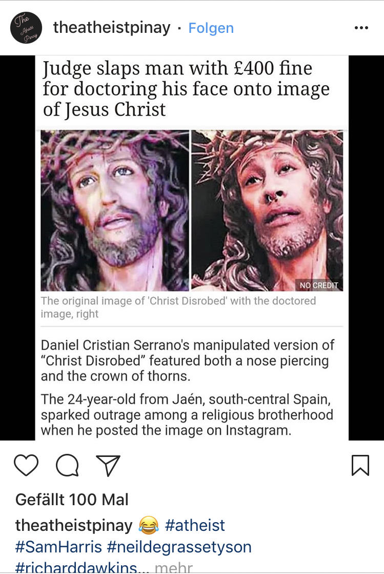 Das Foto (und der Artikel im Express) wurden mehrfach bei Instagram geteilt. (Screenshot)