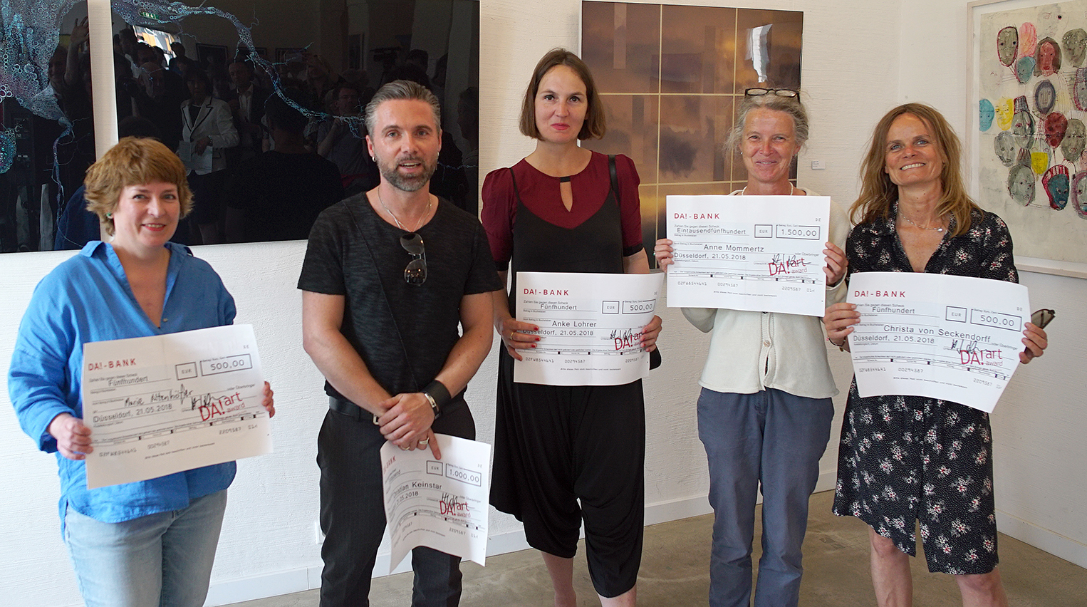 Die Preisträger des ersten säkularen Kunstpreises v.l.n.r.: Marie Althöfer, Christian Keinstar, Anke Lohrer , Anne Mommertz und Christa von Seckendorff 