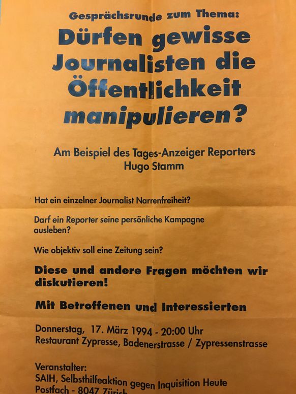 Sektentribunal gegen den Autor. (Foto: © Hugo Stamm)