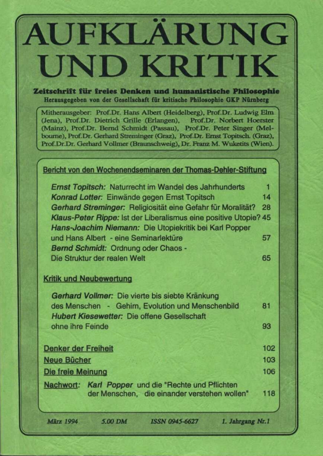 Titelblatt der ersten Ausgabe der A&K