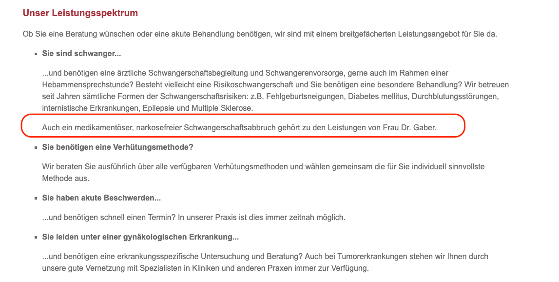 Screenshot der Webseite