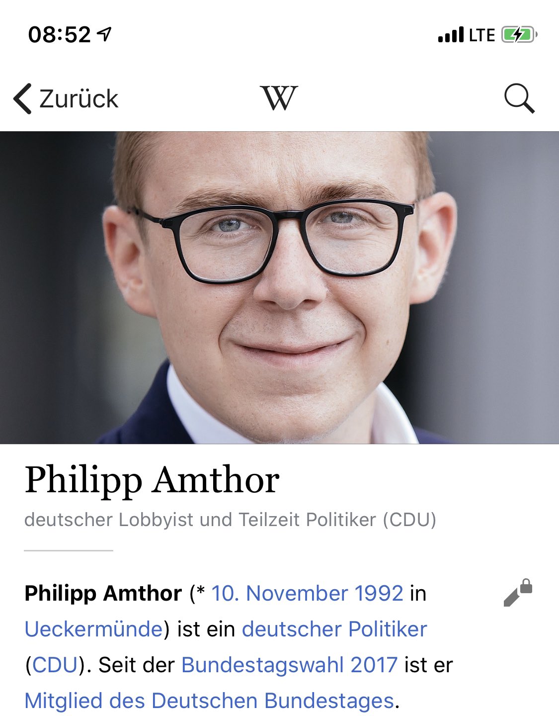 Das Netz reagiert sofort: Hier ein kurzzeitiger Wikipedia-Eintrag über&nbsp;Philipp Amthor
