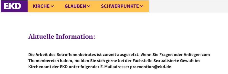 Screenshot Webseite der EKD