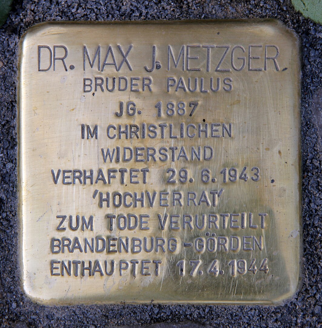 Stolperstein für Max Josef Metzger, Müllerstraße 161,&nbsp;Berlin-Wedding; Foto: ©&nbsp;OTFW, Berlin, Wikipedia,&nbsp;CC BY-SA 3.0