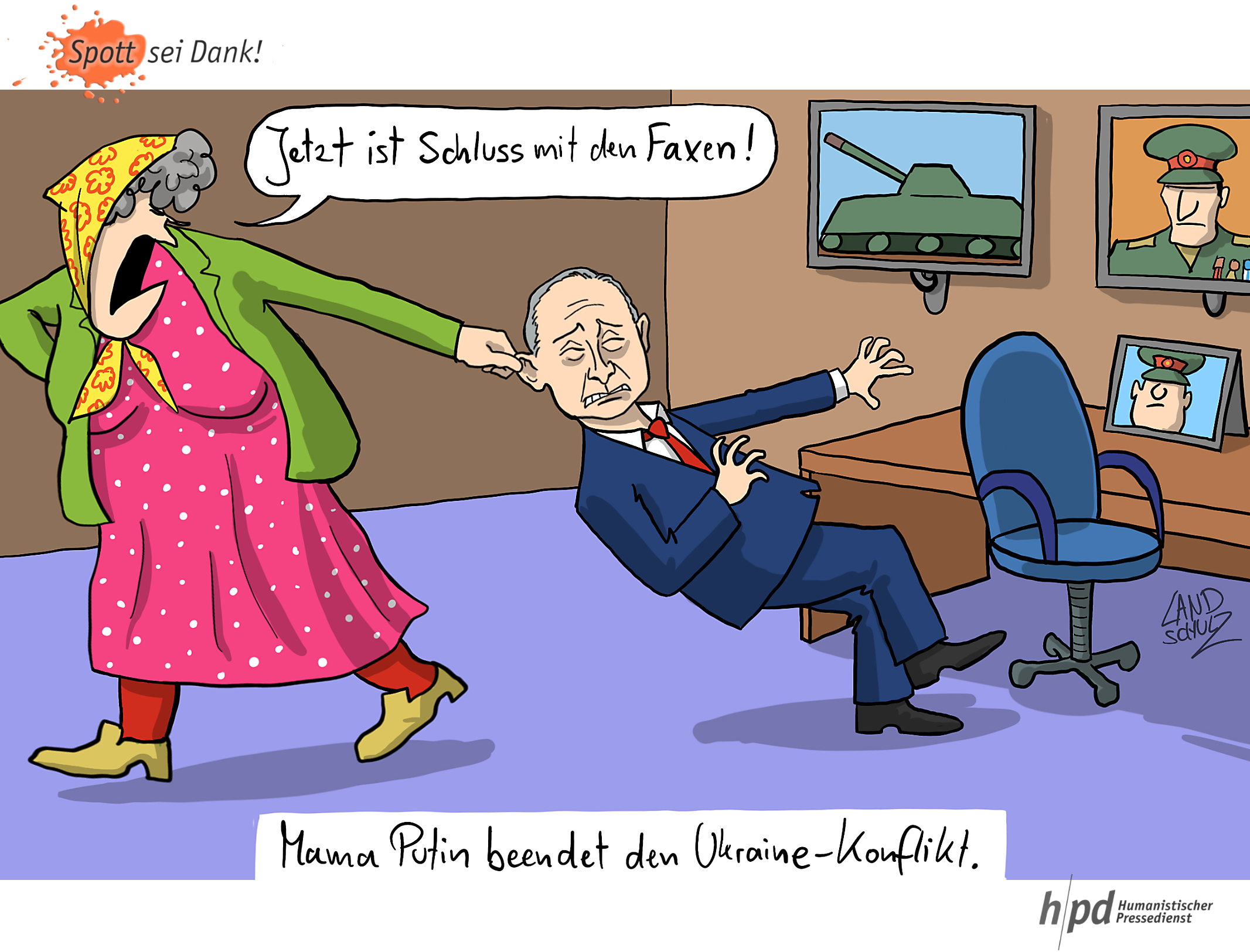 Wladimir Putins Mutter sichert heute bei Dorthe Landschulz den Weltfrieden