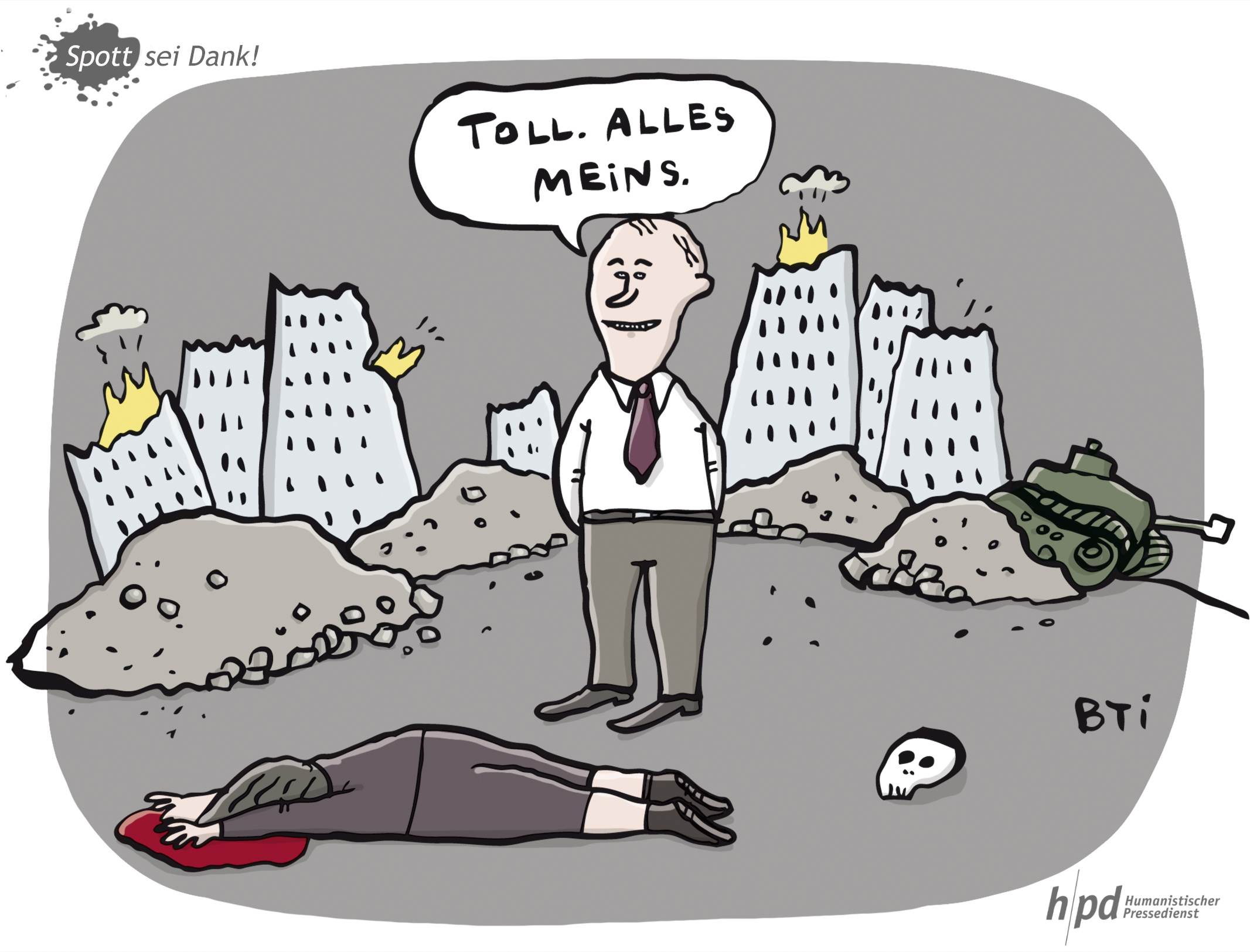 Für seine Großmachtspläne nimmt Putin die Zerstörung der Ukraine und den Tod von Menschen in Kauf. Was er mit einem verwüsteten Land will, fragt sich Bettina Schipping.