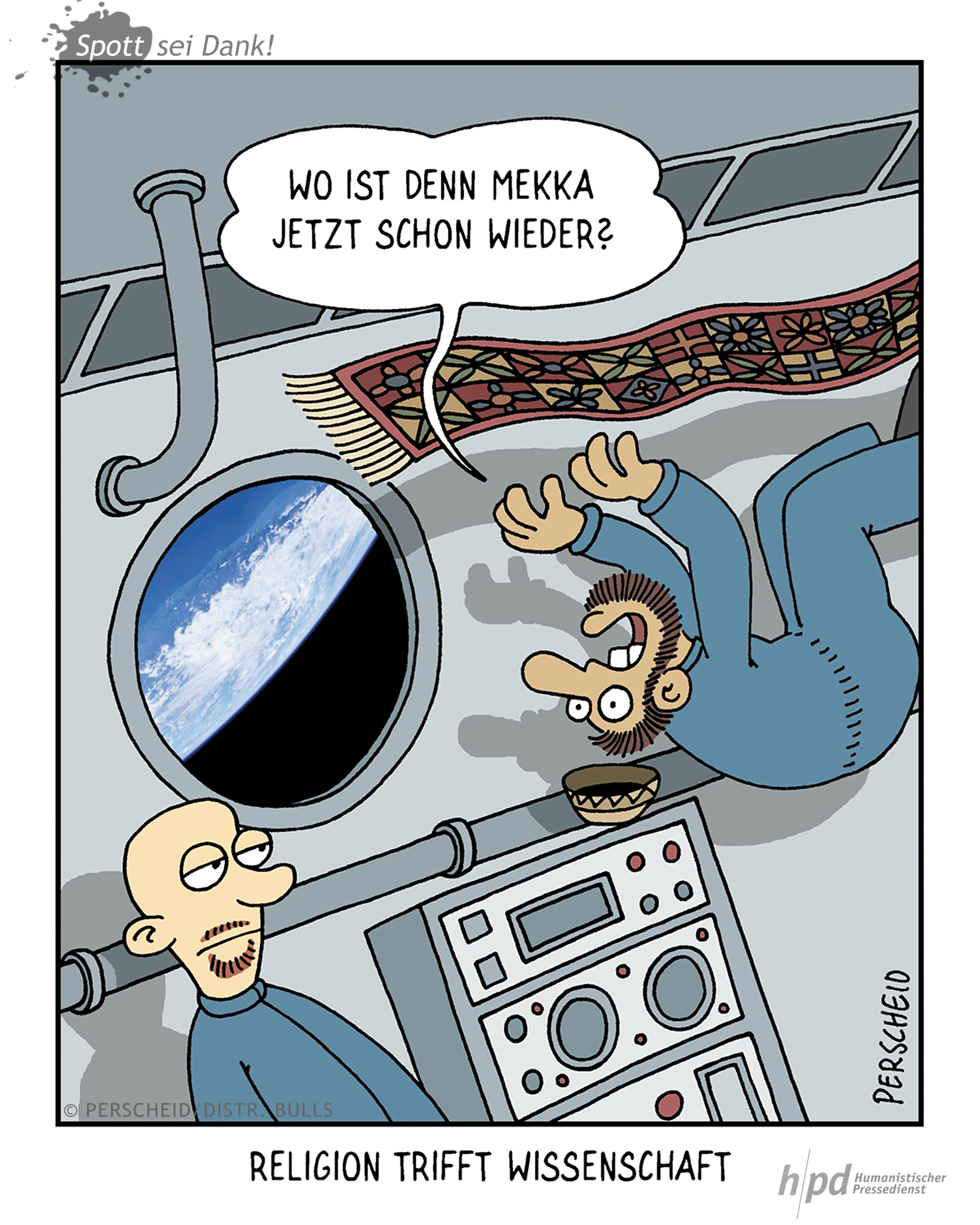 Wie man aus dem Weltall richtig nach Mekka betet, fragte sich Martin Perscheid.