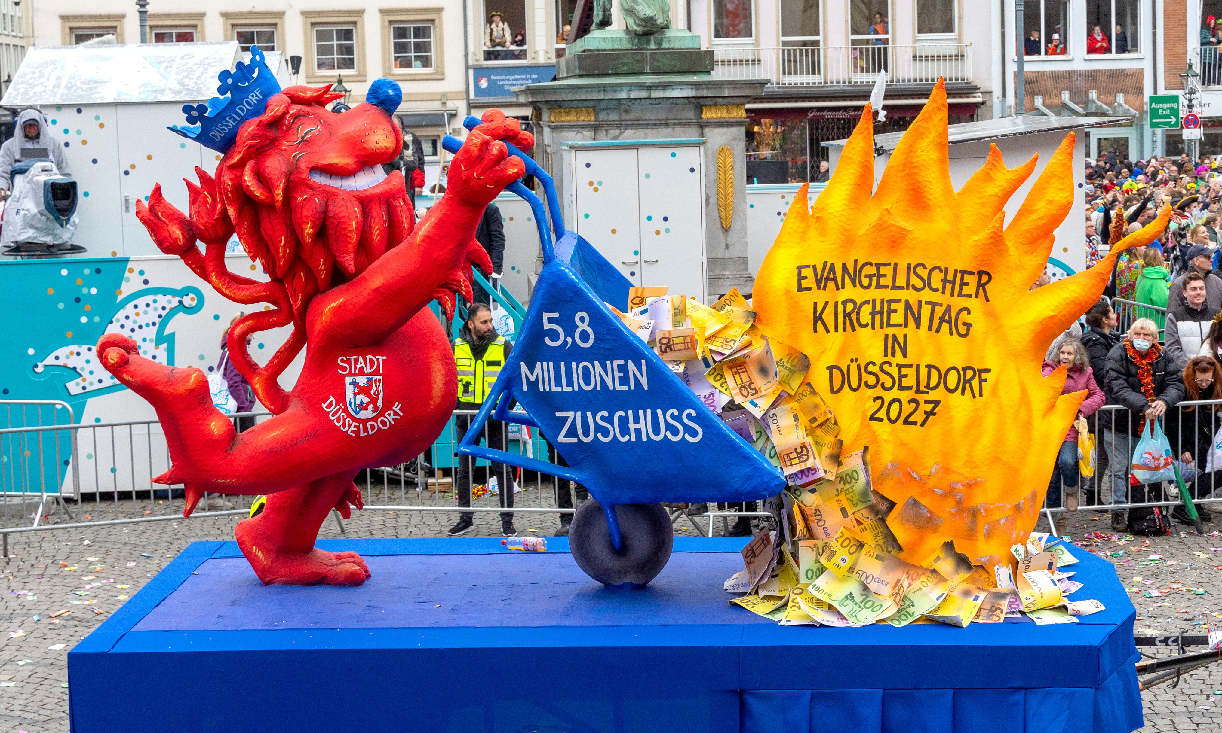 Politischer Mottowagen zum Kirchentag in Düsseldorf