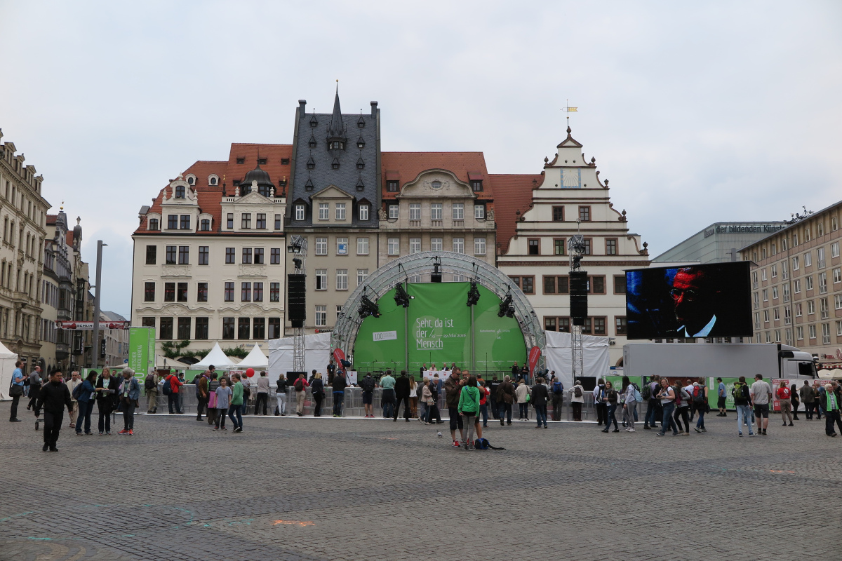 Markt Leipzig: Nicht viel los auf dem Katholikentag