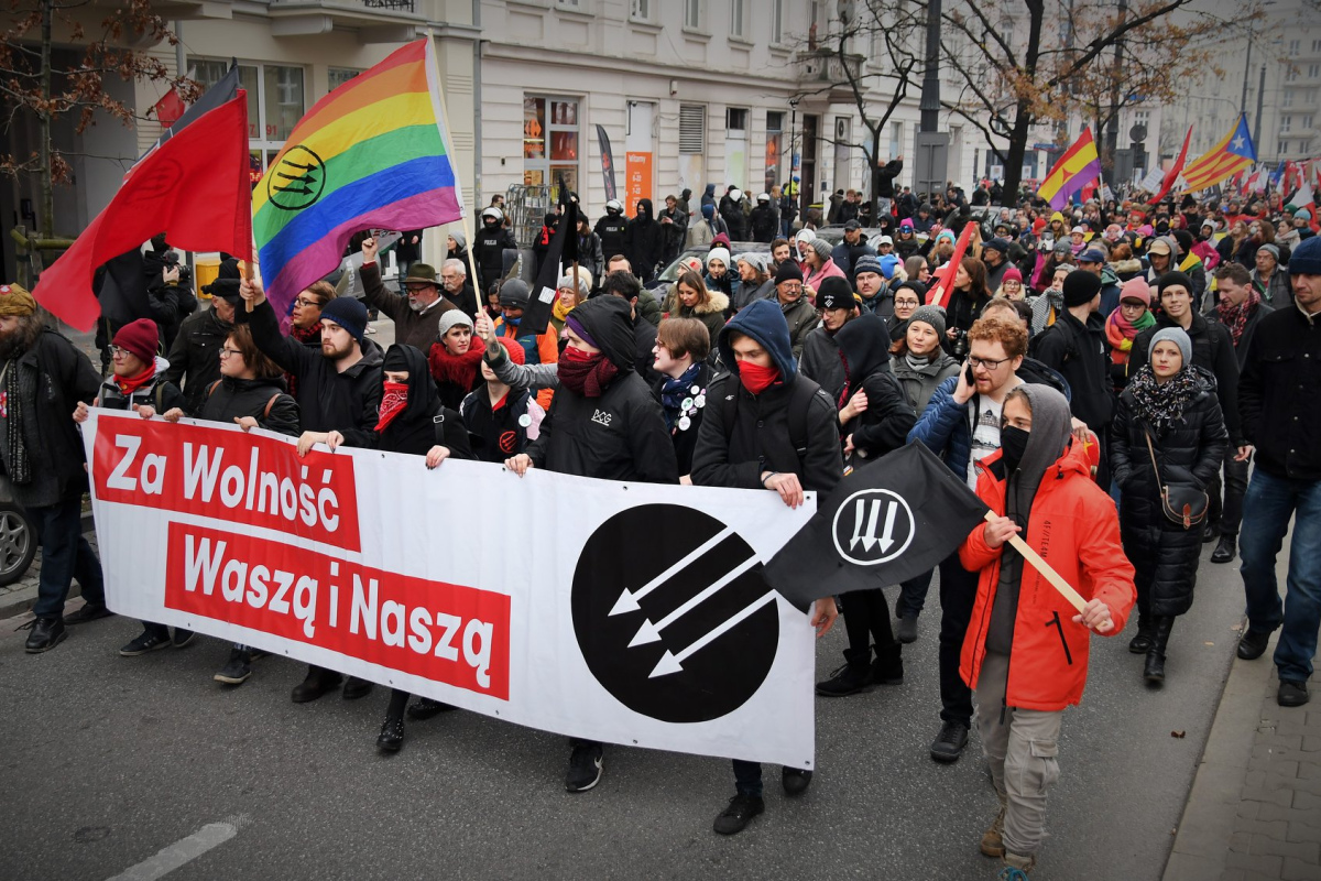 Antifaschistische Gegendemo am 11. November 2019 in Warschau
