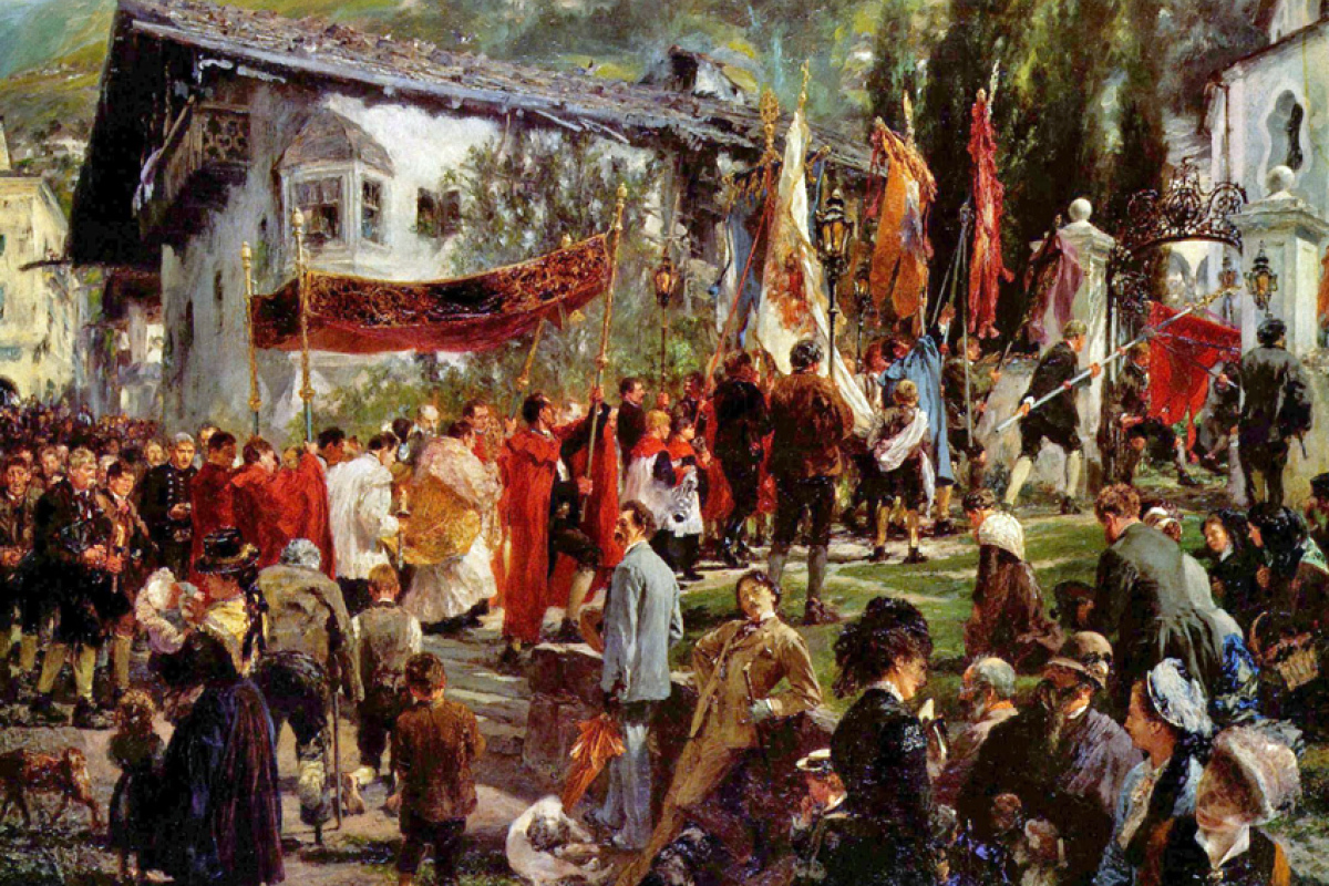 Fronleichnamsprozession in Bad Hofgastein, Adolph Menzel, 1880