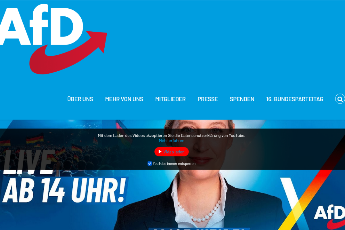 Screenshot der AfD-Webseite