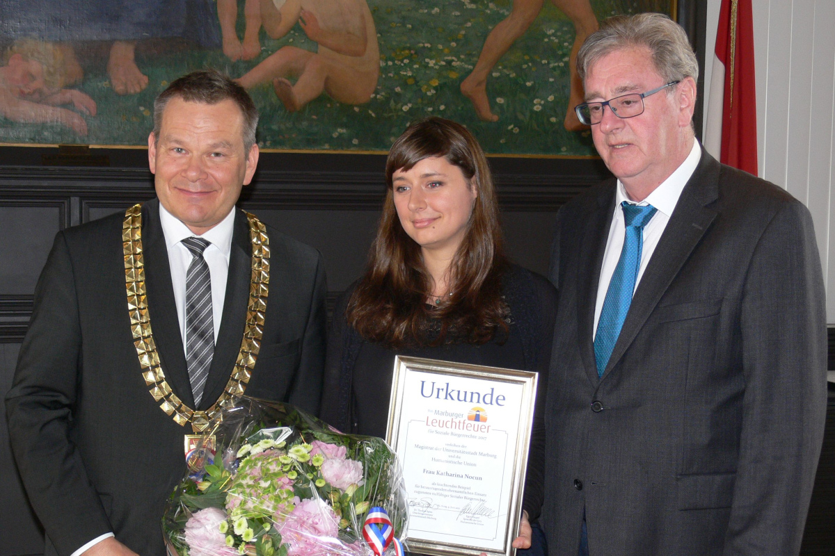 Thomas Spies (OB), Katharina Nocun, Egon Vaupel (OB a.D.) 