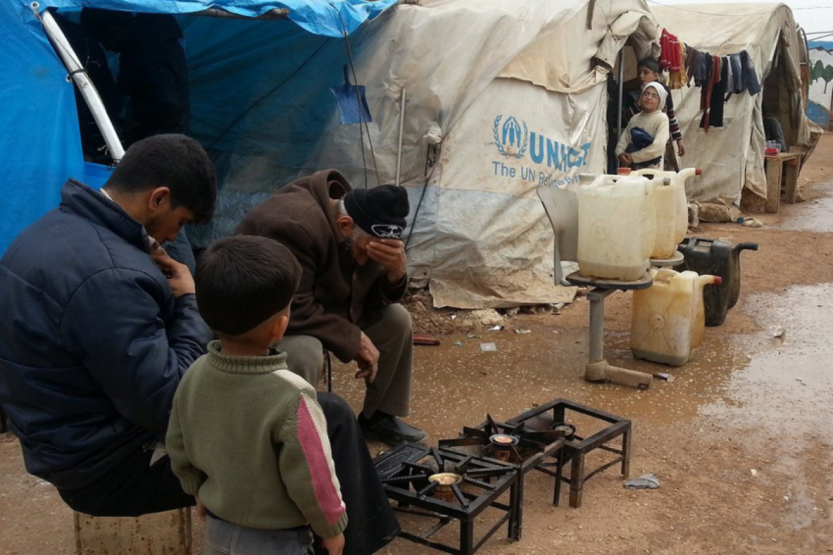 Flüchtlinge in einem Camp bei Aleppo. 